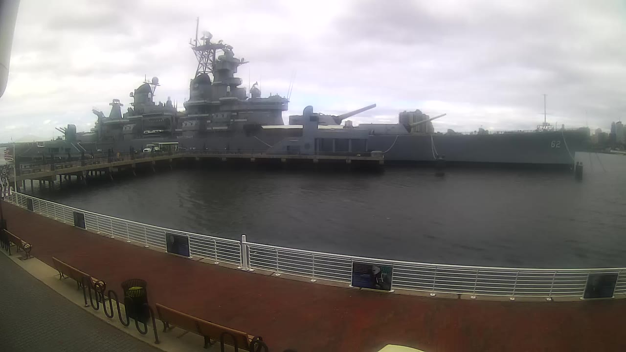 Battleship New Jersey Looking West — Camden, NJ live camera thumbnail
